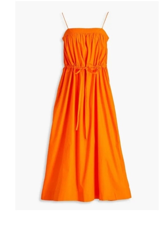 Ganni Dresses & Skirts - GANNI Cotton Poplin Maxi Strap Dress Orange Size 40 8/10 L